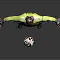 Man in yellow goalkeeper jersey holding soccer ball on gray background