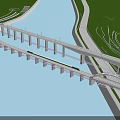 Two Bridges Over River Featuring Multiple Piers Arched Design Green Banks And Road Connections