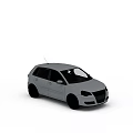 White Modern Hatchback Car With Black Grille Headlights And Silver Wheels 3d model