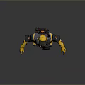 Space Character In Yellow Protective Suit With Helmet Gloves And Backpack Equipment