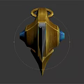 Ornate Golden Dagger With Wrapped Rope Handle Blue Blade And Metallic Shine