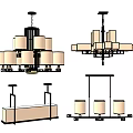 Modern Chandeliers Design Collection With Multiple Shades And Linear Styles 3d model