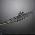 Detailed Historical Military Battleship With Turrets Deck Structures And 3D Model Design