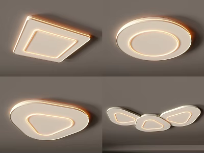 Modern Ceiling Lights with Various Geometric Shapes and Warm LED Illumination 3d model