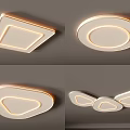 Modern Ceiling Lights with Various Geometric Shapes and Warm LED Illumination 3d model