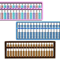 Decorative Abacus Wall Hangings in Pink Blue Brown with Colorful Beads and Wooden Frame
