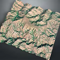 3D Modeled Garden Landscape With Mountainous Terrain Green Vegetation And Natural Undulating Textures