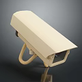 Beige Projection Monitoring Camera With Protective Housing And Connection Cable