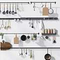 Organized Wall Mounted Kitchen Utensils Hanging Rack With Cooking Tools Cutting Boards And Spices