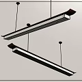 Modern Linear Pendant Light With Sleek Metal Frame Hanging Over Kitchen Island