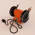 Industrial Bench Grinder With Double Grinding Wheels And Transparent Guards Orange Base And Safety Switch