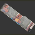 Colorful Skateboard Ramp Structure With Blue Pink Slopes And Weathered Surfaces