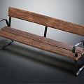 Sturdy Outdoor Wooden Bench With Metal Armrests And Reinforced Metal Frame Structure