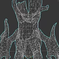 Fiery Wooden Lava Creature With Flowing Magma And Charred Wood Texture