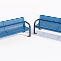 Blue Public Chairs With Metal Mesh Design Black Armrests And Legs For Public Spaces