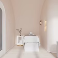 Relaxing Modern SPA Sauna Room With Massage Bed Towels And Mountain View Windows