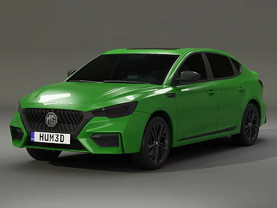 Green MG Sporty Sedan With Sleek Body And Black Alloy Wheels 3d model