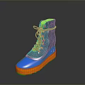 Stylish Blue And Orange Boots With Laces Orange Sole And Waterproof Upper