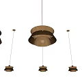 Modern Wooden Pendant Light with Layered Multi Toned Wood Rings and Illuminated Bulb Design