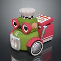 Cartoon Food Truck With Chef Hat Big Eyes Green Red Design