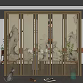 New Chinese-style partition screen partition 3d model