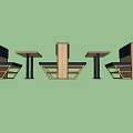 Wooden Public Chairs With Blue Seats And Booth Design For Restaurant Space