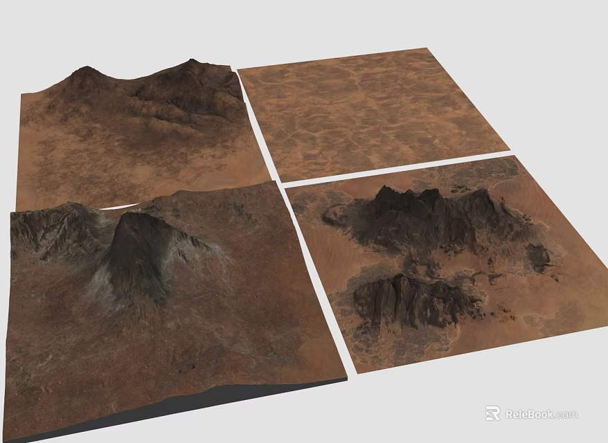 Brown Arid Mountainous Landscape With Textured Terrain And Dry Ground 3d model 