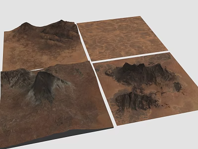 Brown Arid Mountainous Landscape With Textured Terrain And Dry Ground 3d model