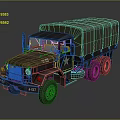 Vintage Six Wheel Military Truck With Canvas Covered Cargo Bed And Star Emblem