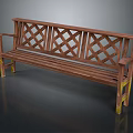 Classic Wooden Outdoor Bench With Lattice Back Design And Yellow Legs For Garden Use