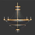 Ornate Gold And Black Mesh Chandelier With Circular Frame And Candle Shaped Holders