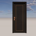 Modern Black Front Door With Golden Handle And Grid Pattern Design