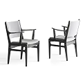 Modern Dining Chairs With Dark Frame Light Gray Upholstered Seat And Armrests 3d model