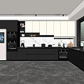 Modern Kitchen Interior With Gray White Cabinetry Island Counter And Stainless Steel Appliances