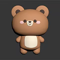Cute Brown Cartoon Bear Doll With White Belly And Pink Cheeks
