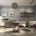 Modern simple desk and chair combination 3d model