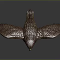 Realistic Eagle Sculpture With Spread Wings Standing On Dark Reflective Surface 3d model