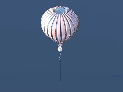 Hot Air Balloon Living Supplies With Pink White Stripes And Hanging Basket 3d model