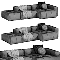 Modern Cozy Sectional Sofa with Plush Pillows Soft Blanket and Neutral Tones 3d model