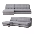 Gray L Shaped Sectional Sofa With Modern Tufted Design And Comfortable Seats 3d model