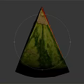 Fresh Watermelon Slice with Red Flesh and Green Rind on Black Background