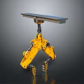 Yellow Industrial Mechanical Gripper With Multiple Arms Claw Structure And Top Flat Plate 3d model