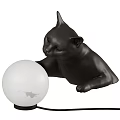 Decorative Black Cat Shaped Table Lamp With White Round Shade Modern Design