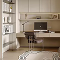 Modern Simple Computer Table and Chair Combination 3d model