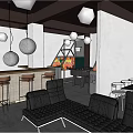 Hotel Guest Room Modern Lounge Area With Bar Counter Black Leather Sofas And Starry Ceiling
