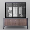 Modern Display Cabinet with Glass Doors Wooden Body and Drawers for Home Decor