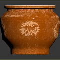 Orange Ceramic Decorative Vase With Carved Chrysanthemum Patterns And Elegant Design 3d model
