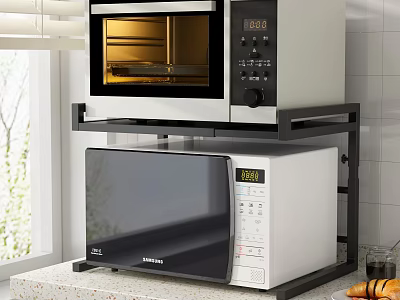 Sturdy Kitchen Shelf Rack with Oven and Microwave for Countertop Storage 3d model
