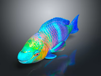 Vibrant Tropical Reef Fish With Colorful Blue Green And Rainbow Scales 3d model