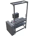 Industrial Workbench Equipment with Metal Frame Overhead Lighting Control Panel Multicolor Components and Storage Cabinet